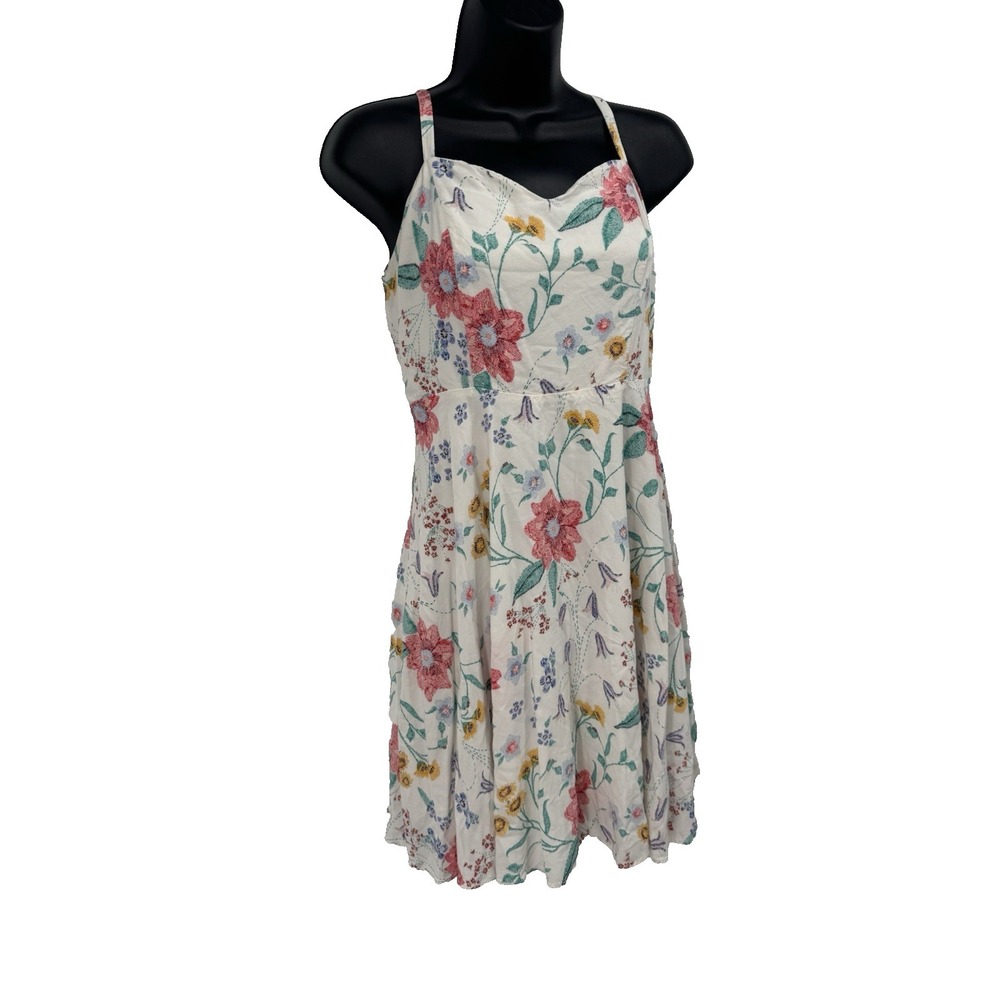 Old Navy Pullover Fit Flare Floral Lined Tank Dress M Cottagecore Bloom Fairy